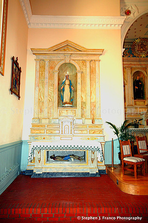Inside view of left alter at San Felipe Church, Albuquerque, New Mexico, USA