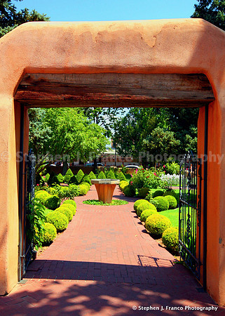 Garden area at San Felipe Church, Albuquerque, New Mexico, USA