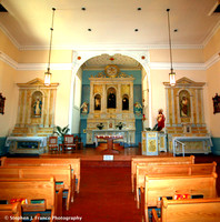 Inside view of alter at San Felipe Church, Albuquerque, New Mexico, USA