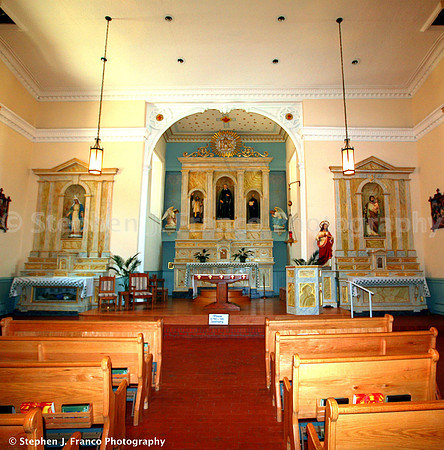 Inside view of alter at San Felipe Church, Albuquerque, New Mexico, USA
