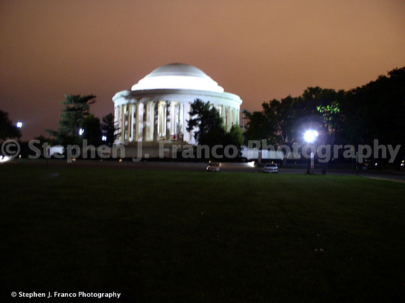 Jefferson Memorial (in soft focus) at Night