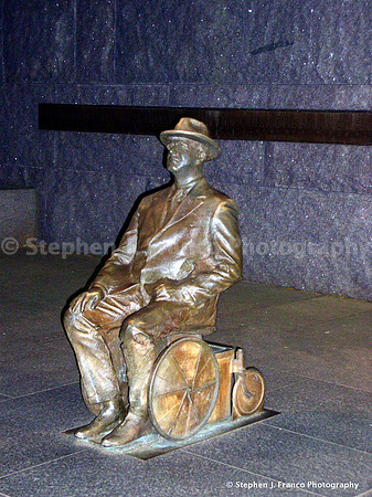 Roosevelt Statue at Memorial Park (portrait view) at Night
