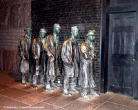 Depression Era Statues at Roosevelt Memorial Park at Night