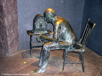 Depression Era Statue at Roosevelt Memorial Park at Night